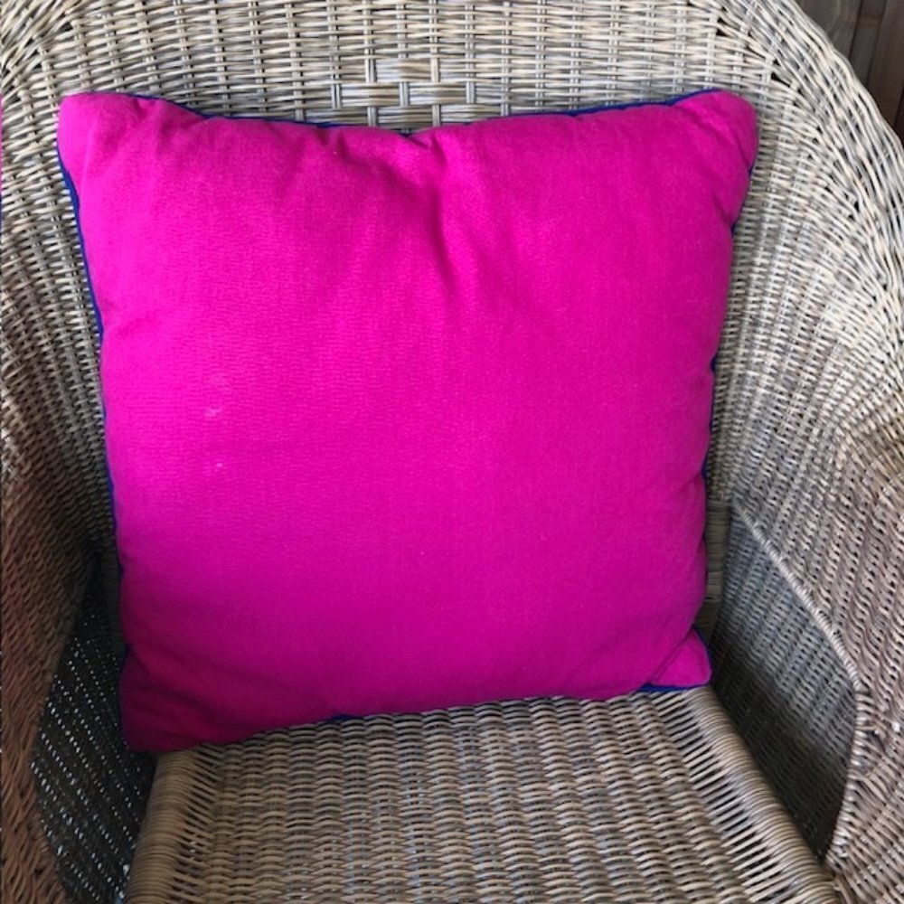 THRESHOLD Nautical Anchor Fuchsia Blue White Stripe Throw Pillow 18 x 18 - Picture 6 of 13